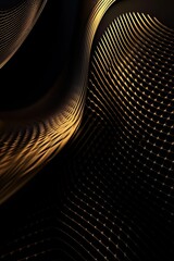 Modern Abstract Gold Pattern Laid Out on a Matte Black Background. Generative AI