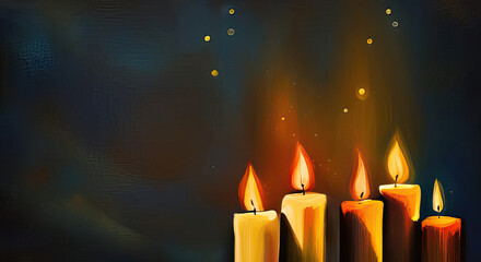 Christmas candles with dark textured background and copy space generative ai illustration