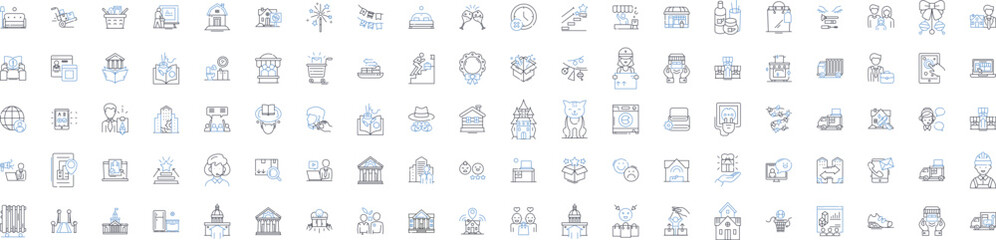 Learning institutions line icons collection. Schools, Universities, Academies, Institutes, Colleges, Polytechnics, Vocational vector and linear illustration. Generative AI