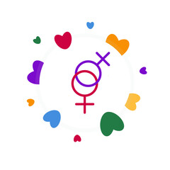 LGBT postcard with icons of the female gender