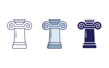 Ionic greek pillar  vector icon - obrazy, fototapety, plakaty