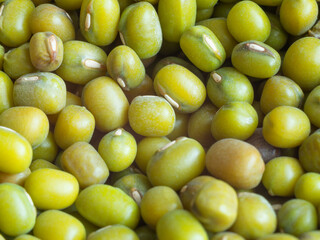 Peas mung bean close-up top view.