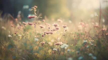 Pastel Flower Field of Pastel Light and Soft Background