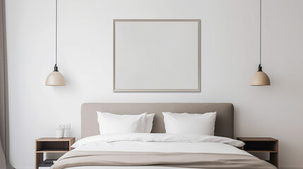 Ilustracion de un dormitorio neutro. ai generative