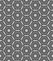 Black and white seamless abstract pattern. Background and backdrop. Grayscale ornamental design. Mosaic ornaments. Vector graphic illustration. EPS10.