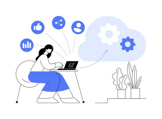 Cloud based engine abstract concept vector illustration.