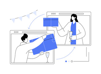 Sharing gifts online abstract concept vector illustration. © Visual Generation