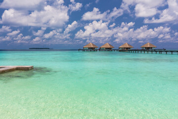 Villas on one of the islands in the Maldives
