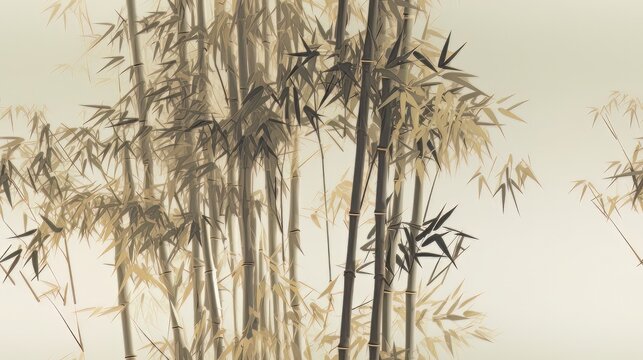 Ancient Bamboo Illustration Drawling in a Tile Format