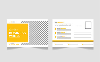 Creative Corporate, business or marketing  postcard template design.Modern postcard template