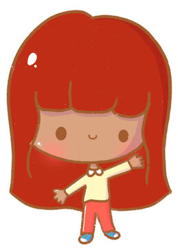 Ni&ntilde;a morena pelirroja saludando y sonriendo sin fondo