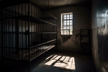 Shadows in a prison cell. Generative AI