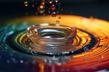 Fototapeta na wymiar Generative AI Artistry: A Water Droplet Creates Ripples in Calm Water