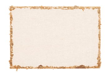 Beige gray and Gold (bronze) glitter empty canvas paper frame blank on transparent png background. Abstract copy space texture.