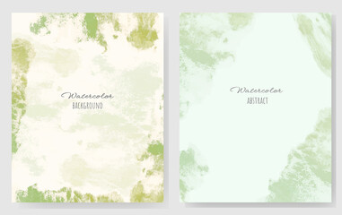 Watercolor abstract template background set. Hand drawn illustration isolated on white.