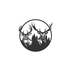 hunting Deer minimalist logo design