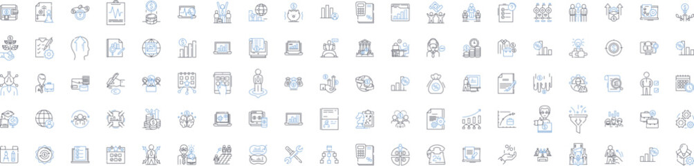 Income earnings line icons collection. Wages, Salary, Commission, Bonuses, Tips, Dividends, Royalties vector and linear illustration. Rent,Interest,Capital outline signs set Generative AI