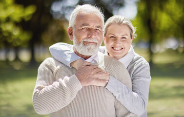 Fototapeta premium Life as one. Shot of a senior couple bonding outdoors together.