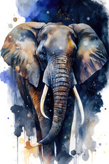 Fototapeta premium Watercolor painting illustration of an elephant with transparent background. Generative AI