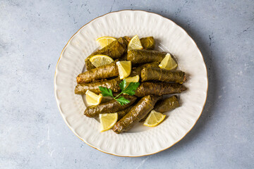 Traditional delicious Turkish foods; stuffed leaves (yaprak sarmasi)