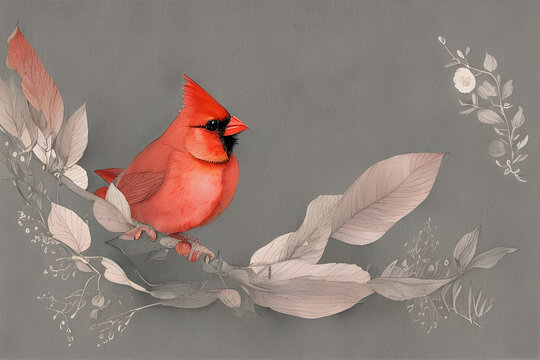 ai-generated illustration of a northern cardinal bird