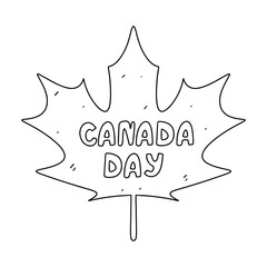 Canada day in hand drawn doodle style. Vector illustration isolated on white. Coloring page.
