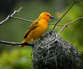 yellow bird with nest