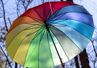 Beautiful umbrella corridor in Van Gogh Park in Holambra, Sao Paulo, Brazil.