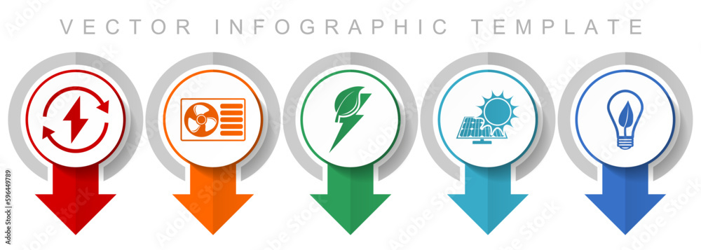 Aufkleber Renewable energy icon set, miscellaneous pointer icons such as heat pump, green power and solar energy for webdesign and mobile applications, modern design infographic vector template