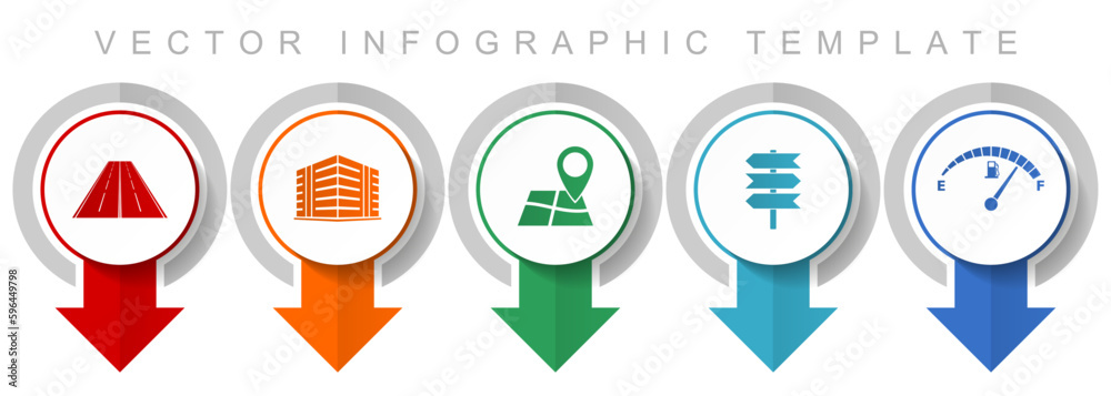 Poster travel icon set, miscellaneous pointer icons such as road, building, navigation, signpost and fuel g