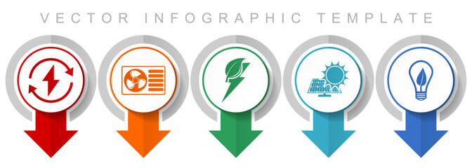 Renewable energy icon set, miscellaneous pointer icons such as heat pump, green power and solar energy for webdesign and mobile applications, modern design infographic vector template