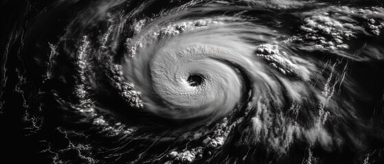 Cinematic aerial space view of Earth with disastrous cyclone and thunderstorm