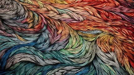 Obraz premium Woven rug, colorful sketch, hand drawn pattern. generative AI