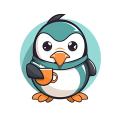 Obraz premium cheerful penguin holding a cup