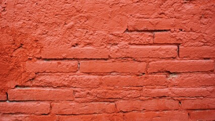 brick wall painted with red paint as background