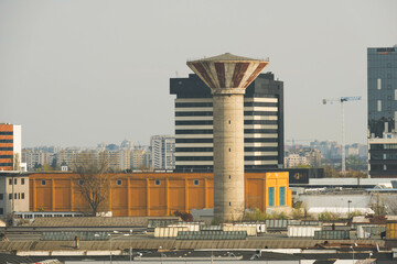 water tower in the city.