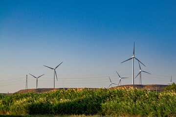 Fototapeta na wymiar Wind turbine field in Navarre, Spain.