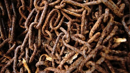 rusty chain stacked as background