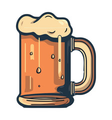 Frothy beer mug symbolizes celebration and refreshment