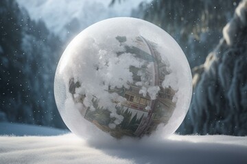 3D rendering of a financial snowball representing big debt with a 100 yuan note. Generative AI