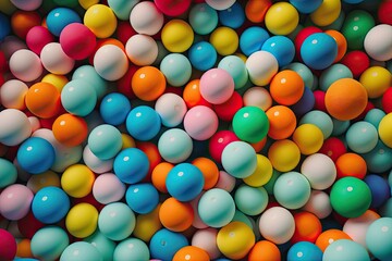Fototapeta premium Colorful balls in ball pool at indoors playground created with generative AI technology
