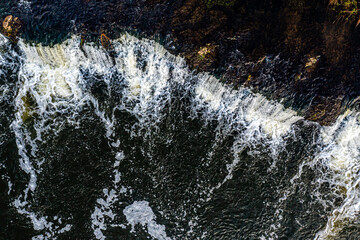 Fragment of the rapid waterfall of Venta - Ventas Rumba, the widest waterfall in Europe,  Latvia