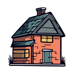 Modern vector cottage with nature backdrop