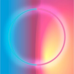 abstract colorful background LED neon ring light pink and blue split design image high res