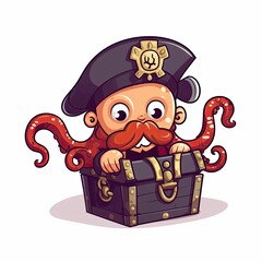 pirate with treasure chest