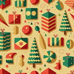 Christmas style wrapping paper pattern, wallpaper  created with generative AI technology
