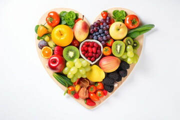 A beautiful heart-shaped platter of plant-based goodness, packed with vitamins and minerals to nourish the body. AI Generative