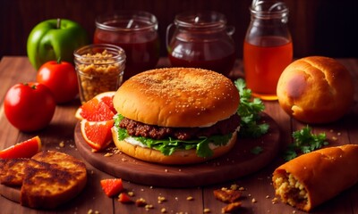 Fresh tasty burger (Generative AI)