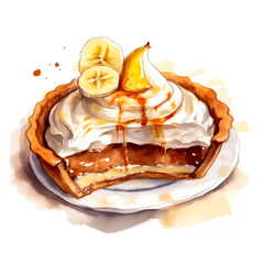 Watercolor Banofee Pie