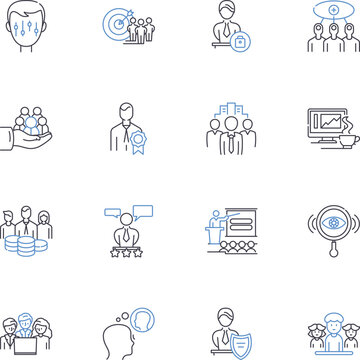 Upper echelon line icons collection. Elite, Aristocracy, High society, Hierarchy, Luxury, Prestige, Privilege vector and linear illustration. Upper class,Affluence,Exceptionalism outline Generative AI